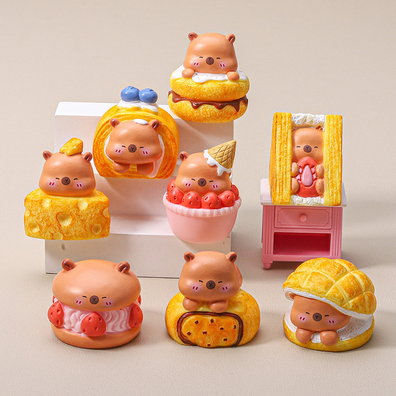 カピバラデザート食品おもちゃミニチュアシーンドールハウス寝室アクセサリー diy ブラインドバッグかわいい樹脂アクセサリー|undefined