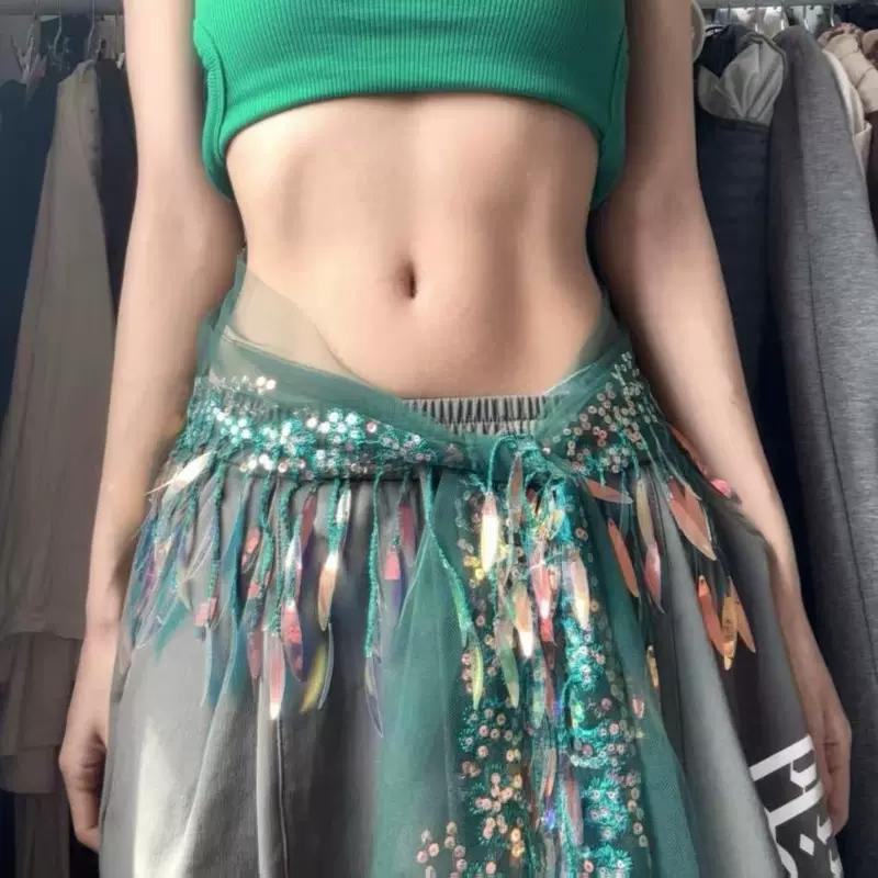 Новая домашняя зажигательная джазоваяDance ass curtain jzza street dance waist scarf sequins hip scarf hip hop hip hop универсальный пояс