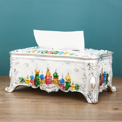 European-style tissue box creative living room tissue box, luxury tissue box, acrylic napkin box, Russian decorative item
