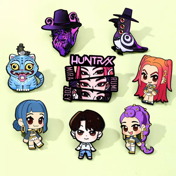 Huntrx Hunter Witch Girl Group Series Cartoon Brooch Clothing School Bag Pen Bag Decoration Alloy Imitation Enamel Oil Drop Badge