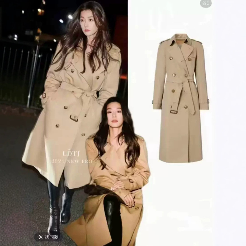 High-end Big Brand Ping Dui Quan Zhixian Same Style Windbreaker Women's British Style navy blue Slim-fit Mid-length Gabardine Jacket High-end Big Brand Ping Dui Quan Zhixian Same Style Windbreaker Women's British Style navy blue Slim-fit Mid-length Gabardine Jacket