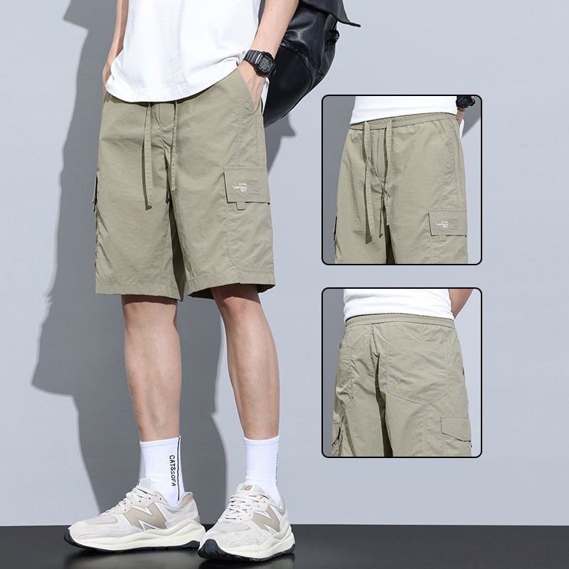 Ice Silk Cargo Shorts Men's Summer Thin Loose Casual Mid-Length Pants 2025 Summer Quick-Dry Sports Shorts
