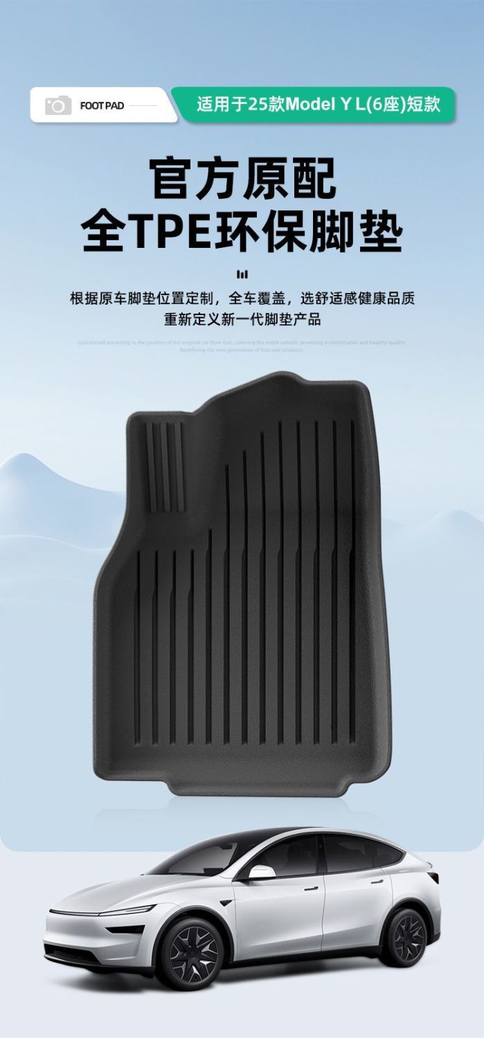Suitable for 25 Tesla Modelyl Car Floor Mats, Tail Box Mats, Trunk Mats, Backrest Waterproof Tpe Floor Mats