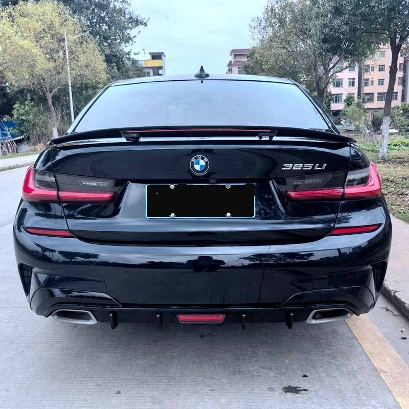 Suitable for Car Modification Electric Adjustable Rear Wing Universal Black/Carbon Fiber Pattern with Lighted Perforated Fixed Wing