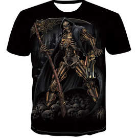 亚马逊 wish新款 3D数码印花鬼娃娃恐怖T恤男士潮牌短袖