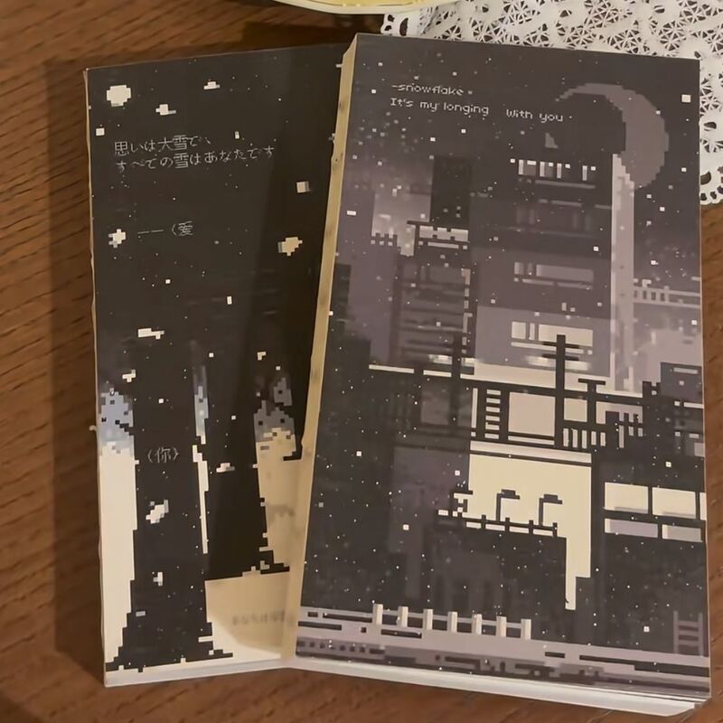 Little Red Book's Same Style Flash Sand Pixel Notebook, High-Looking, Creative and Trendyy A6 Lined Inner Page Schedule Notebook