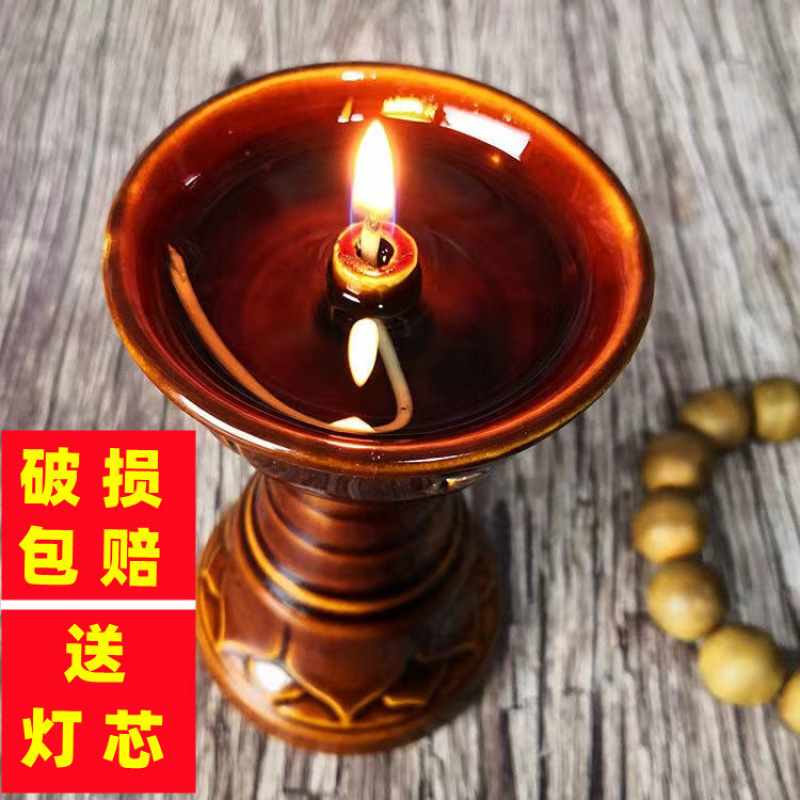 酥油灯用油灯神灯家用烛台长明供佛氛围复古清油灯煤油灯灶灯菜油