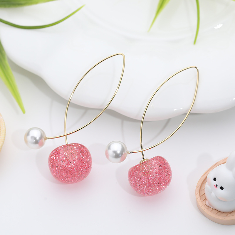 Aretes de cereza roja para mujer – colgante exquisito, fruta de imitación versátil, nuevo estilo