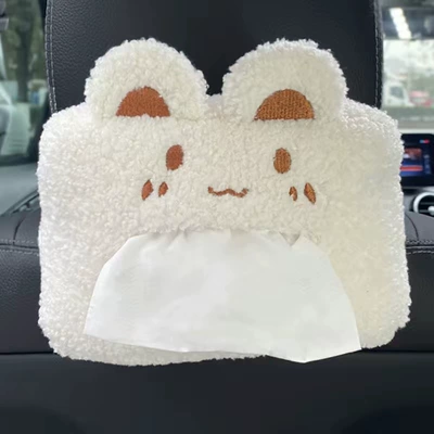 Car tissue box/set | Cartoon Plush Paper Box - cream-bear-tissue-box