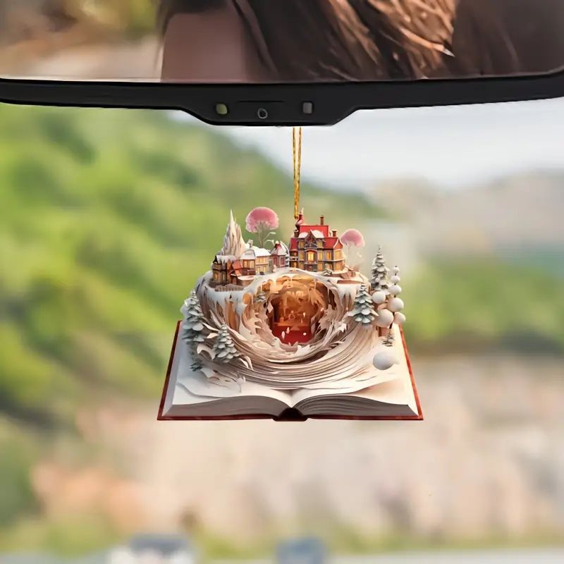 Navidad 2D tarjeta plana de regalo colgante acrílico transfronterizo nuevo automóvil espejo retrovisor decoración colgante