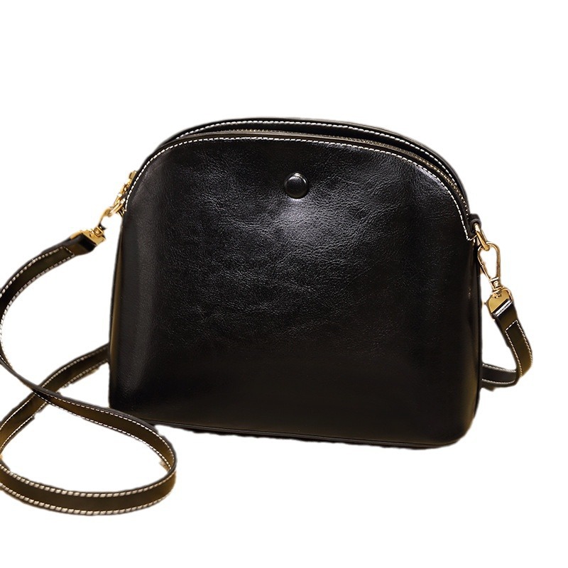 Hong Kong Style Women's Oil Wax Leather Handbag - Thumbnail 5