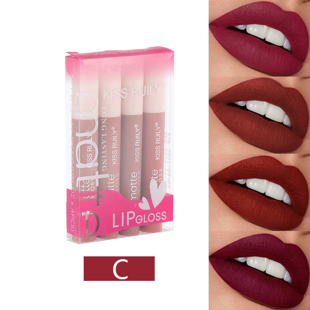 Cross-border Makeup 12-piece matte non-stick cup lip gloss set, European and American style liquid lipstick velvet waterproof lip gloss for export undefined