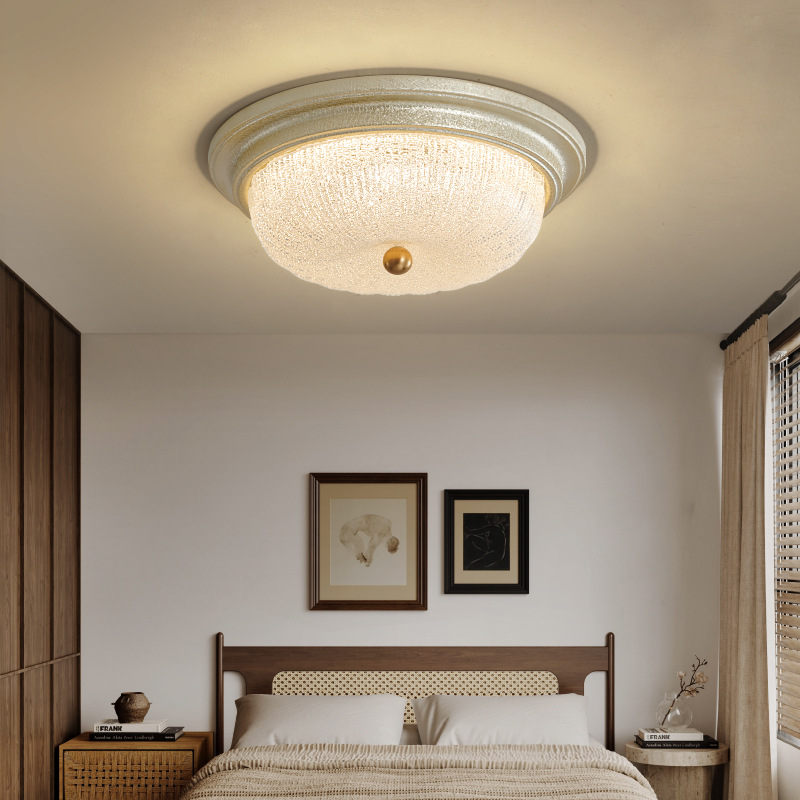 Lámpara de techo de dormitorio de estilo antiguo americano retro country led redonda nueva lámpara de estudio de vidrio de protección ocular de espectro completo