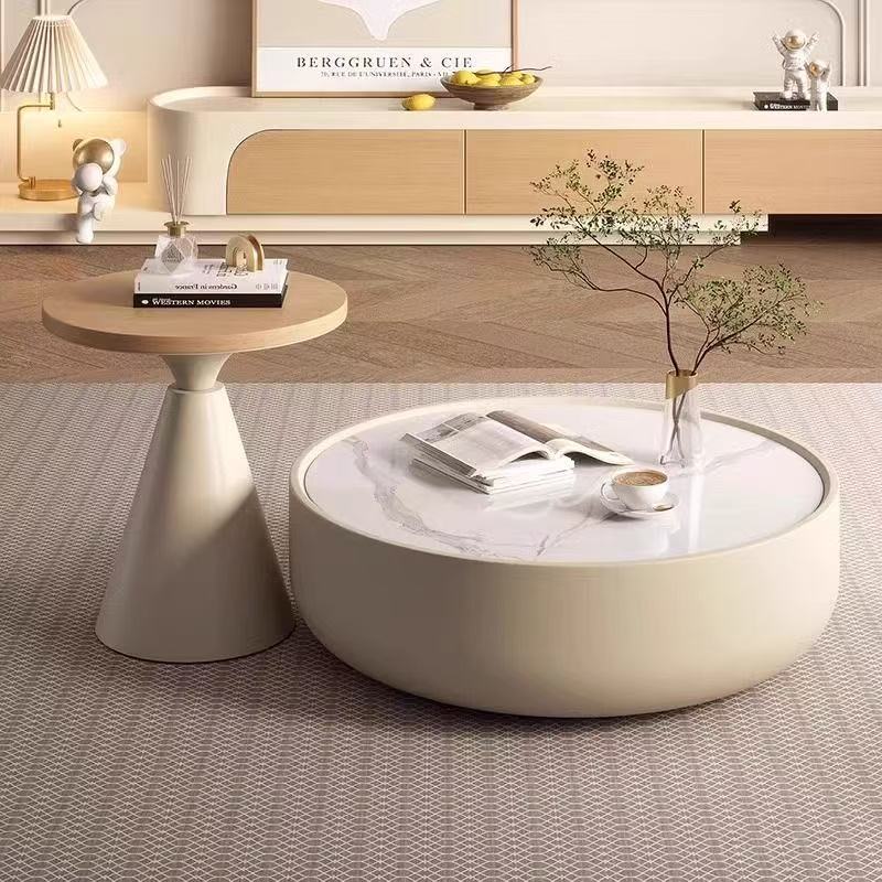 Kk Cream Style Solid Wood Slate Coffee Table Living Room Home Tv Cabinet Floor-Standing Cream Style Solid Wood Tv Cabinet Coffee Table