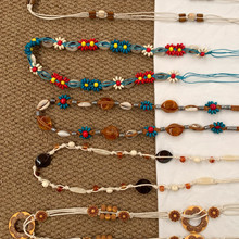 民族风手工编织彩色串珠腰绳女波西米亚设计感细款腰带配裙子装饰