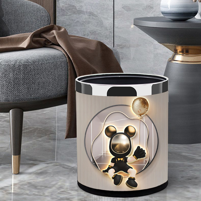 Household Living Room Large High-value Doll Trash Bin Bedroom Bathroom Creative Cute Bear Double-layer Trash Bin