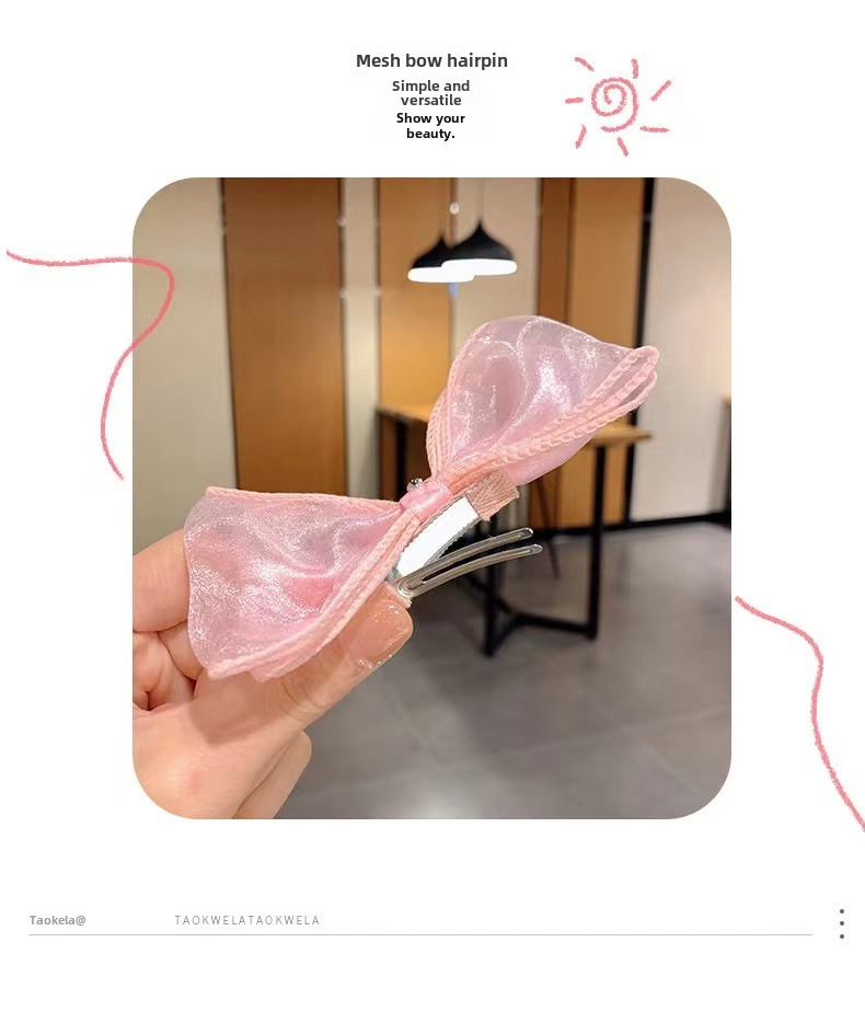 Children's Hair Accessories Princess Korean Crown Headwear Little Girl's New Year Hairpin Red Three-dimensional Bow Hairpin_voghion.com