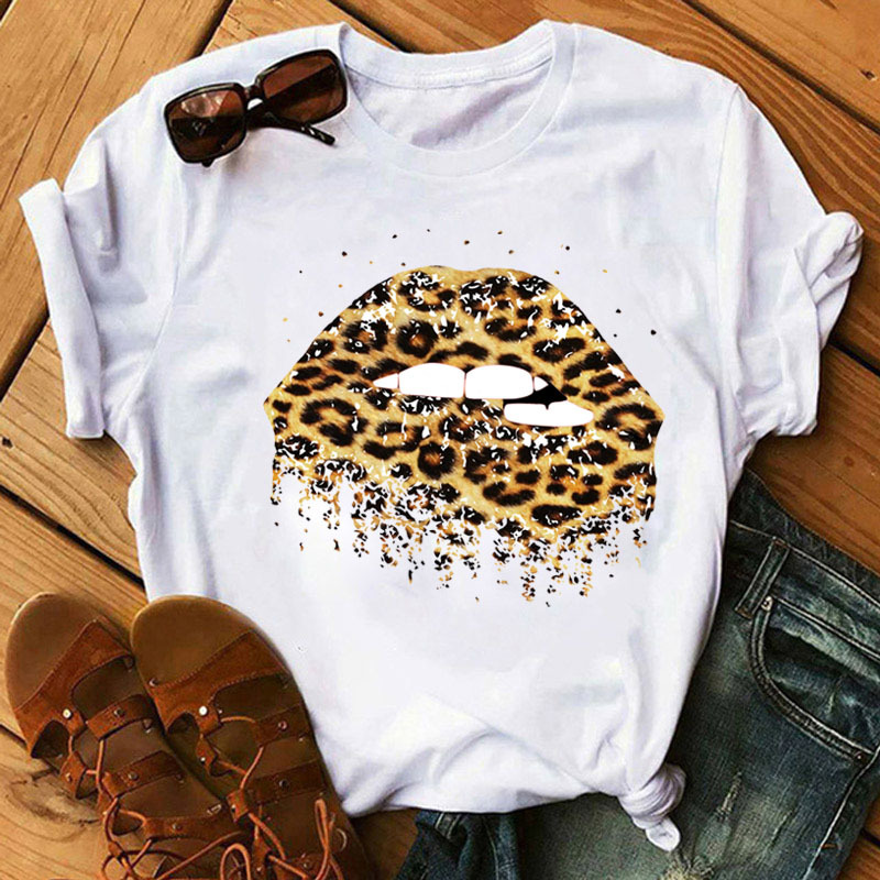 Regular Fit Fit Type Mouth Pattern Summer Season Wholesale Women'S Casual Mouth Short Sleeve Printing T-Shirts