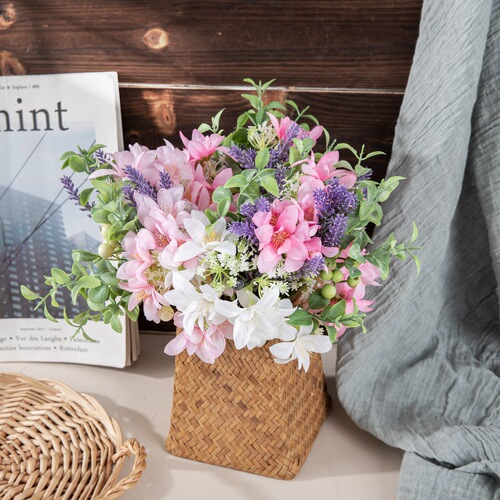 Wholesale Fake Flowers Simulated Chrysanthemum Grass Bunch Cross-border Manufacturer Green Plant Wedding Decorations DY1-3327