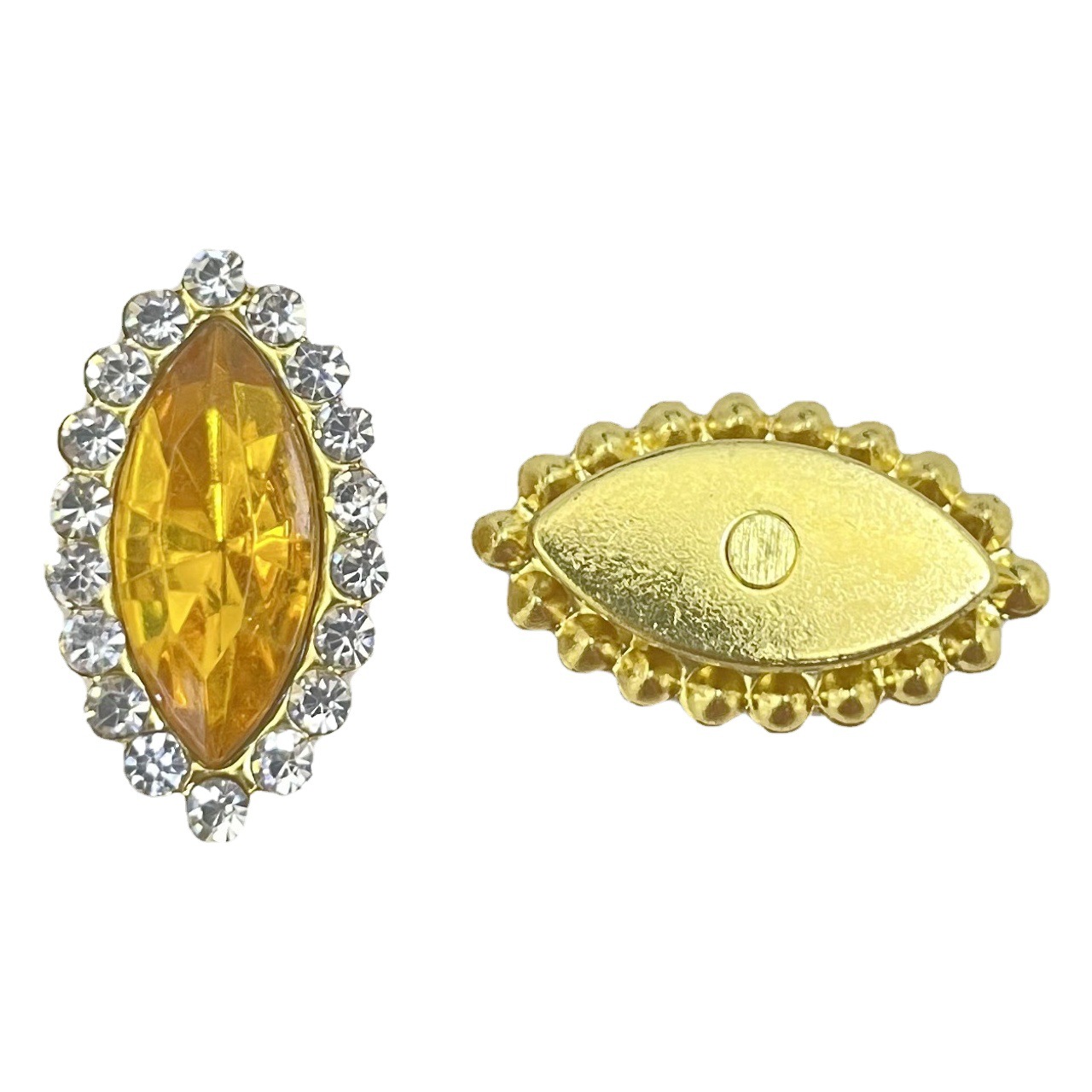 Fábrica al por mayor Ojo de caballo girasol doble capa plana mano costura diamante corazón DIY accesorios de la joyería