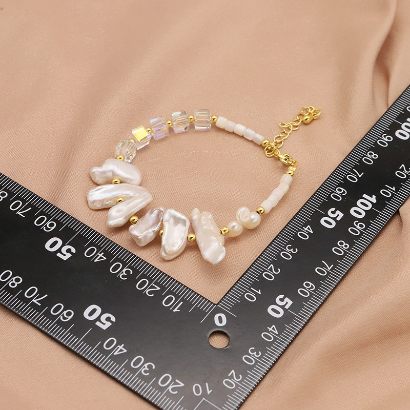 Perlas naturales de agua dulce barroco pulsera nicho perlas de pipa trenzada temperamento de alta sensación pulsera mayorista transfronteriza mujer