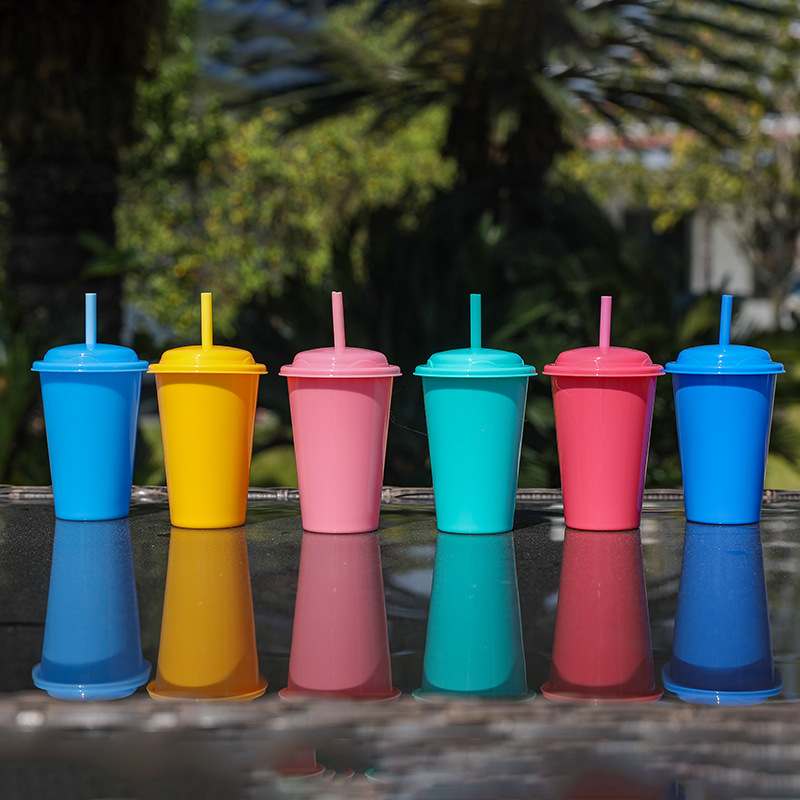 Nuevo hogar de una sola capa pp taza de paja para niños 350ml con tapa café jugo de plástico frío taza de agua portátil