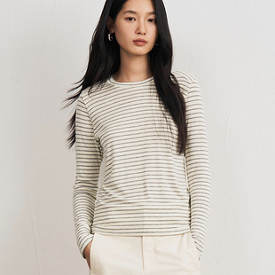 Autumn and Winter Tencel Acetic Acid Base Shirt Women's Lyocell Wool Round Neck Warm Knitted Shirt Solid Color Inner Long Sleeve Top