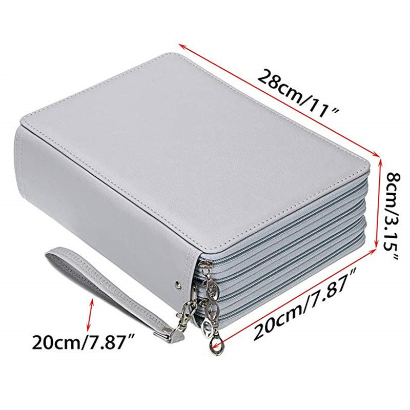 Amazon nueva gran capacidad PU bolsas de lápiz bolsas de papelería estudiantes 200 agujeros bolsas de pintura de arte bolsas de arte