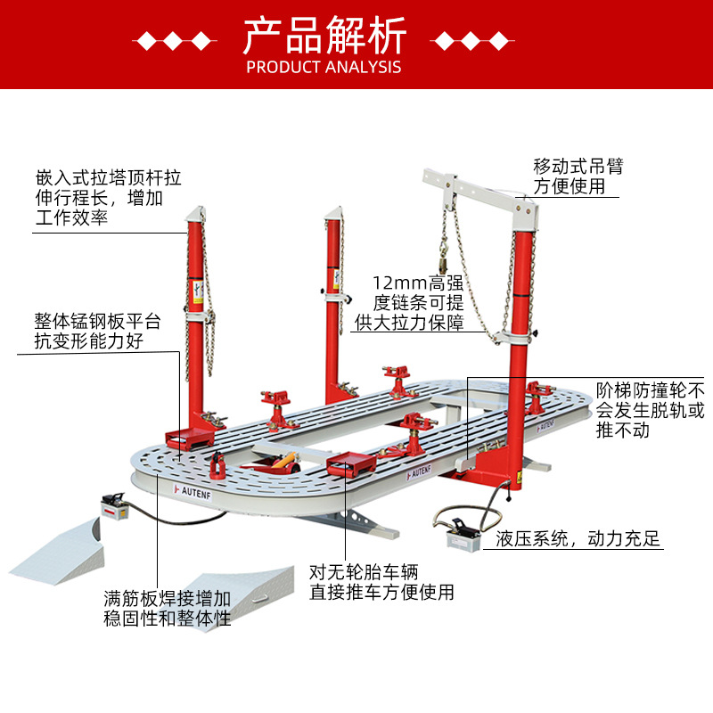 Automóvil cuerpo de acero de manganeso corrector de haz de chapa plataforma de corrección de haz de placa entera máquina de reparación
