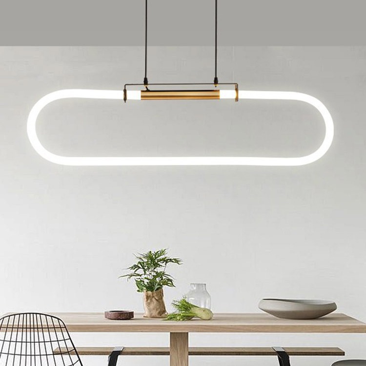 Personalidad del restaurante creativo nórdico tema lujoso simple lámpara de candelabrada de comedor viento geometría larga lámpara de restaurante ligera