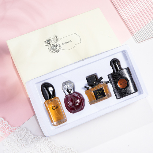 Flower Story Women's Perfume Gift Box Set Long-lasting Light Fragrance Black Opium Perfume Four-piece Wholesale Set