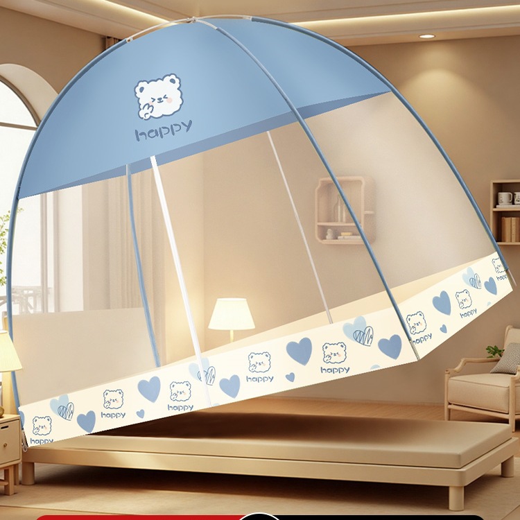 Mongolian Yurt-Style Full-Cover Mosquito Net for Bedroom Home Use, 2026 New Model, Full Bottom, Baby-Friendly, No-Installation Needed, Single Bed Anti-Fall Net