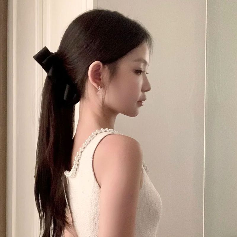 Jennie同款黑色蝴蝶结香蕉夹竖夹高马尾发夹2025年新款发量多头饰|undefined
