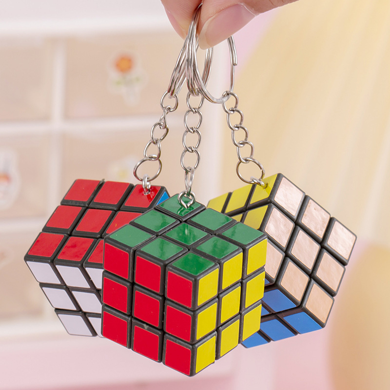 Third-order Rubik's Cube Pendant Children's Decompression Educational Toys Rubik's Cube Kindergarten Small Gift Third-order Rubik's Cube Cross-border Exclusive