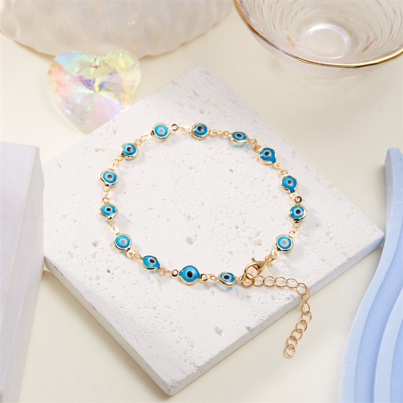 7g Weight Anklet Classification 1 Piece Quantity Holiday, Daily Occasion Alloy, Resin Material Eye Pattern Unisex Gender Casual, Simple Style Style Casual Simple Style Eye Alloy Resin Wholesale Anklet 8