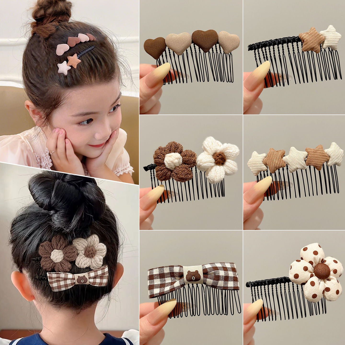 2025 nuevo cabello de chicas acabado artefacto de niños peinado de cabello de niña frente peinado de cabello de mar tarjeta de cabello tocado