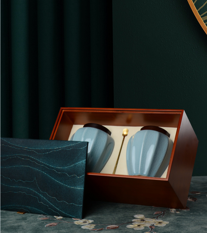 茶叶包装礼盒空盒陶瓷罐散茶半斤单罐125克竹制包装高端茶礼批发