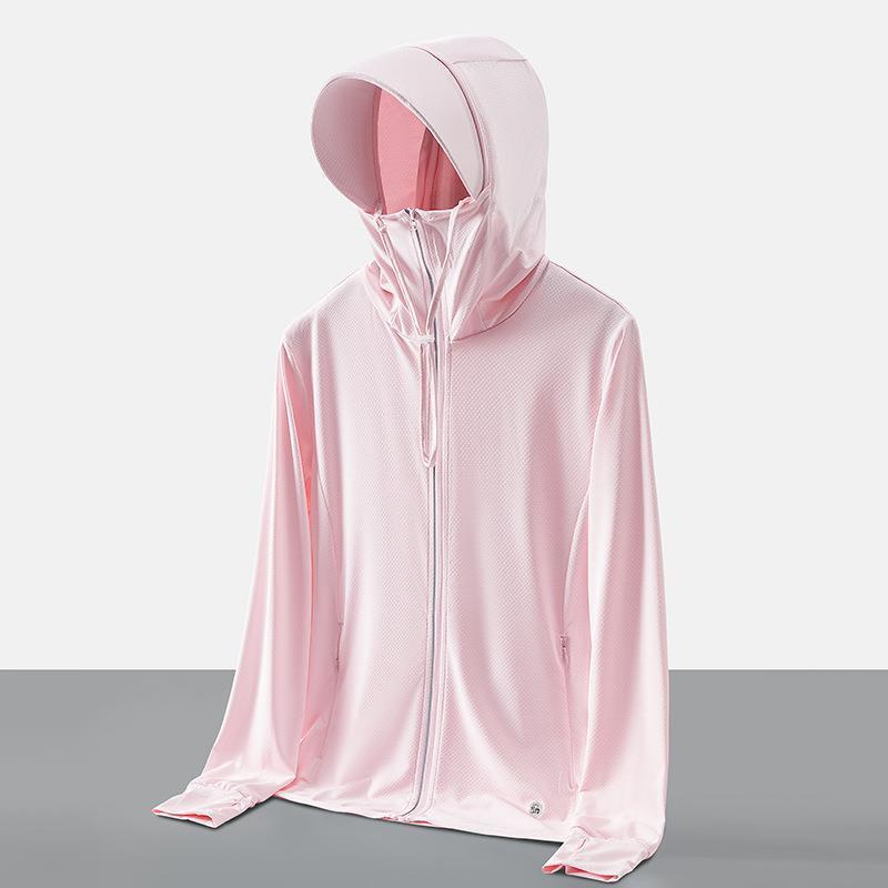 Ropa de protección solar para hombres, ropa de piel resistente a los rayos UV con sensación de hielo de verano, ropa de pesca de pareja con ala desmontable y transpirable para mujeres