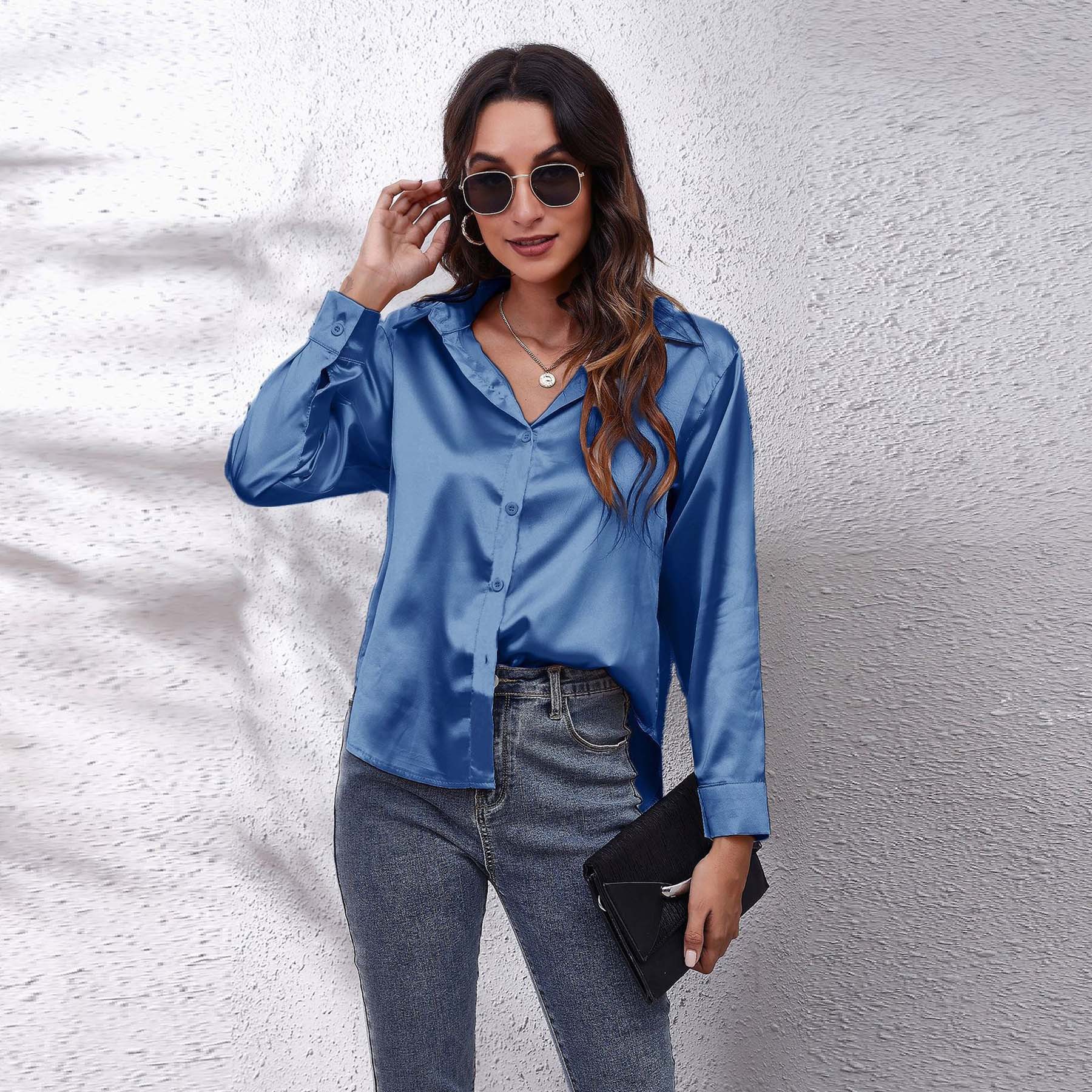 23 Colors, 7 Sizes In Stock, Satin Silk Long-sleeve Shirt, New Style, European And American Foreign Trade_ecoleips.com
