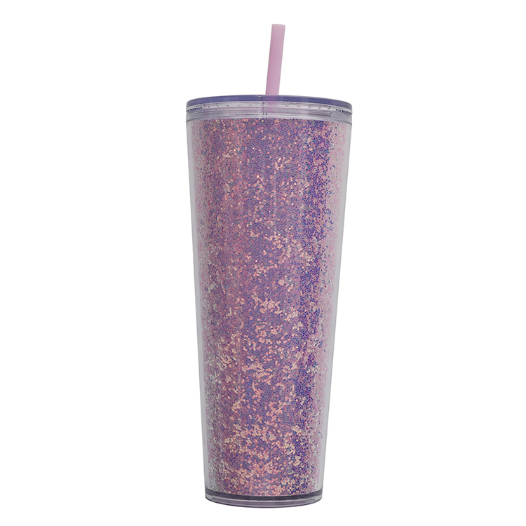 Nueva taza de paja de papel de cebolla dorada de 750ml de gran capacidad de moda creativa de doble capa de regalo transparente simple taza de agua