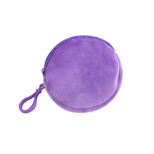 Candy Color Furry Round Zero Wallet Keychain Cute Wallet Women's ID Card Bag Simple Coin Bag Wholesale 