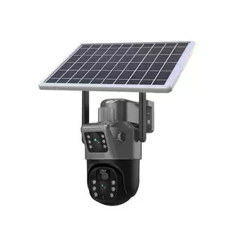 V380太阳能监控器户外双画面双目摄像头4gsolarcamera监控球机