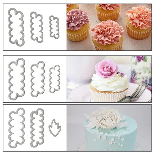 3-piece set one-piece rose print decorative cut mold fondant mold DIY cake mold fondant flower plastic mold