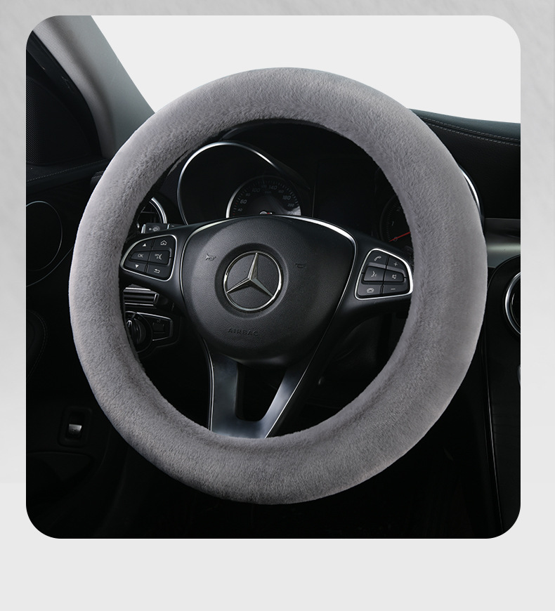 Car steering wheel cover winter plush mink velvet winter warm solid color handle short fluff cross-border a generation of hair