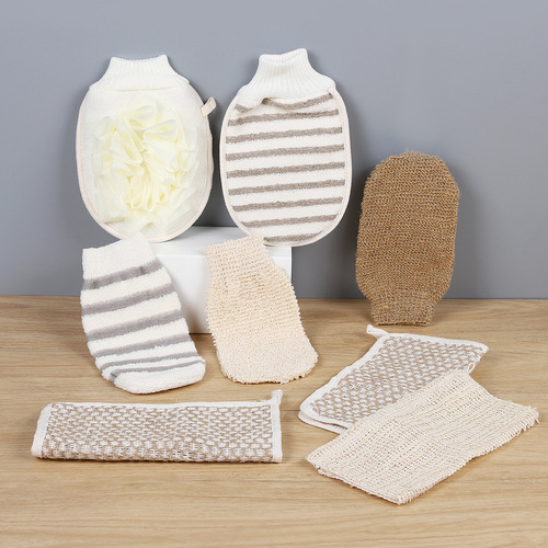 Body Scrubbing Glove, Shower Scrub Cloth, Thick Double Layer Gray Scrubbing Towel for Back, Home Use Back Scrub Shower Glove