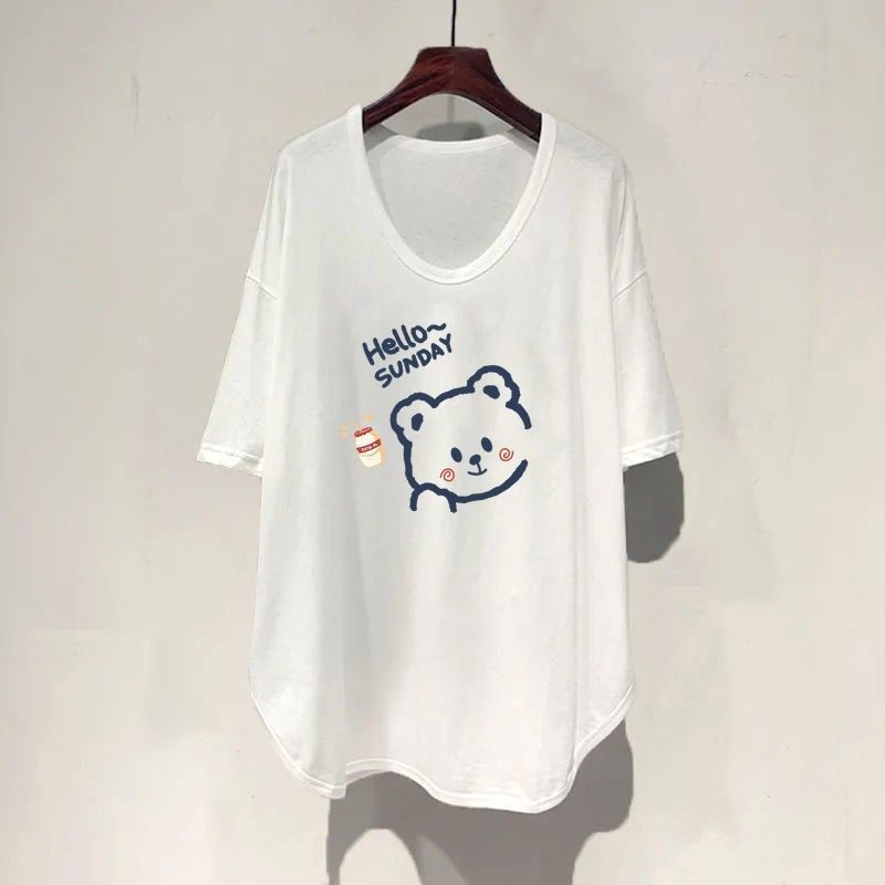 ファットmm 150kg ゆったり大きいサイズ ミドル丈 UVカラー 半袖 Tシャツ レディース 夏新作 韓国版 痩身お腹カバートップ|undefined