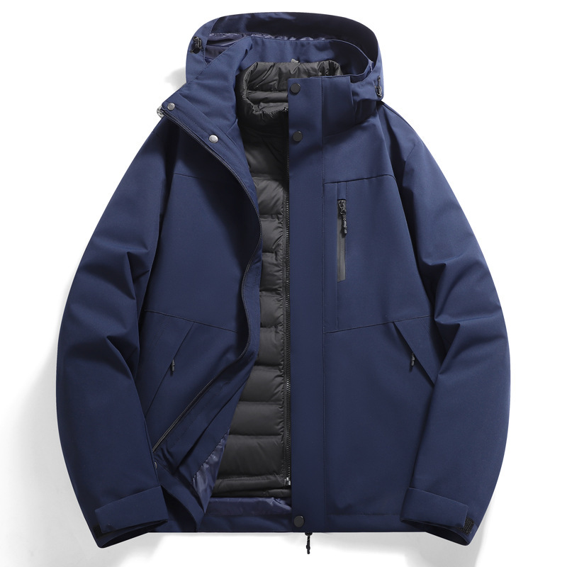 Three-In-One Jacket for Women, Outdoor Men's Jacket, Mountaineering Jacket, Windproof and Waterproof Autumn and Winter Jacket with down Lining