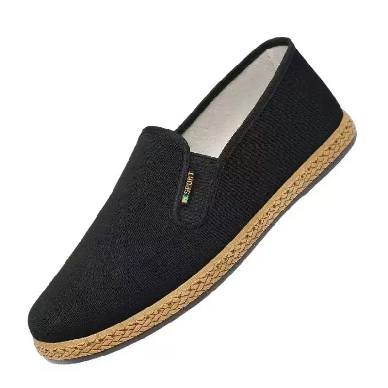 艾草老北京黑布鞋四季养脚迪透气防滑软底男士休闲鞋子3520男单鞋