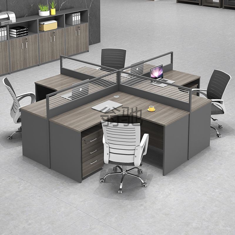 Lp砉x职员办公桌椅组合4/6人位工位员工桌简约现代屏风卡位办公瞓