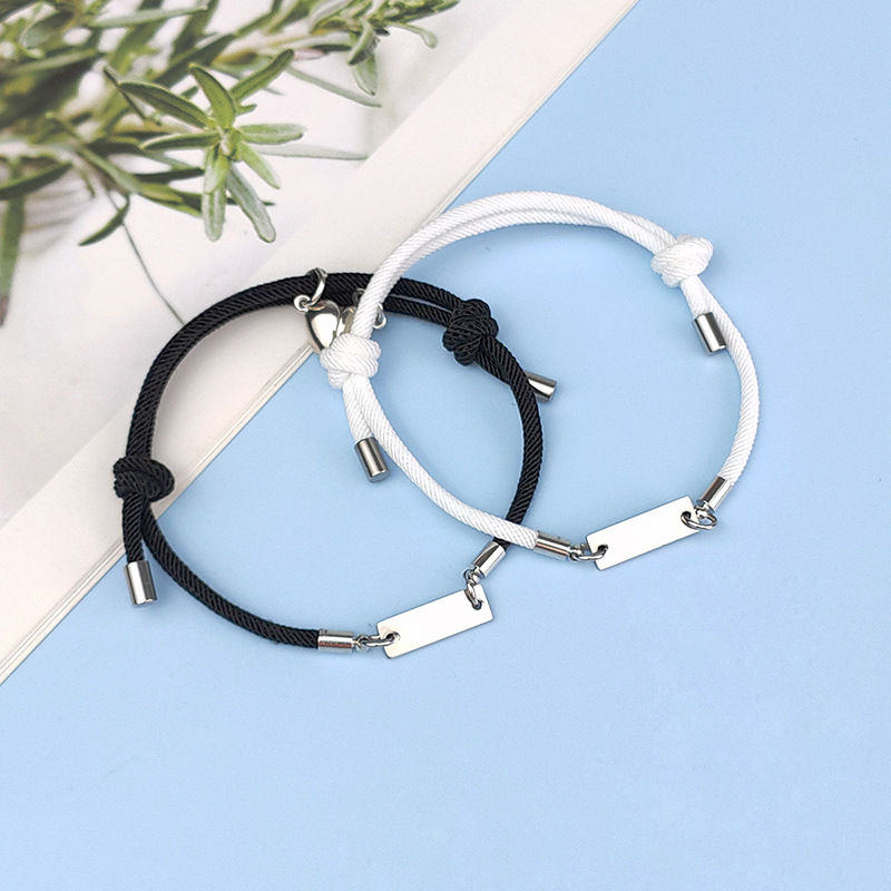 Wholesale Jewelry Heart-shaped Magnets Stainless Steel Couple Bracelet A Pair Set Nihaojewelry display picture 11
